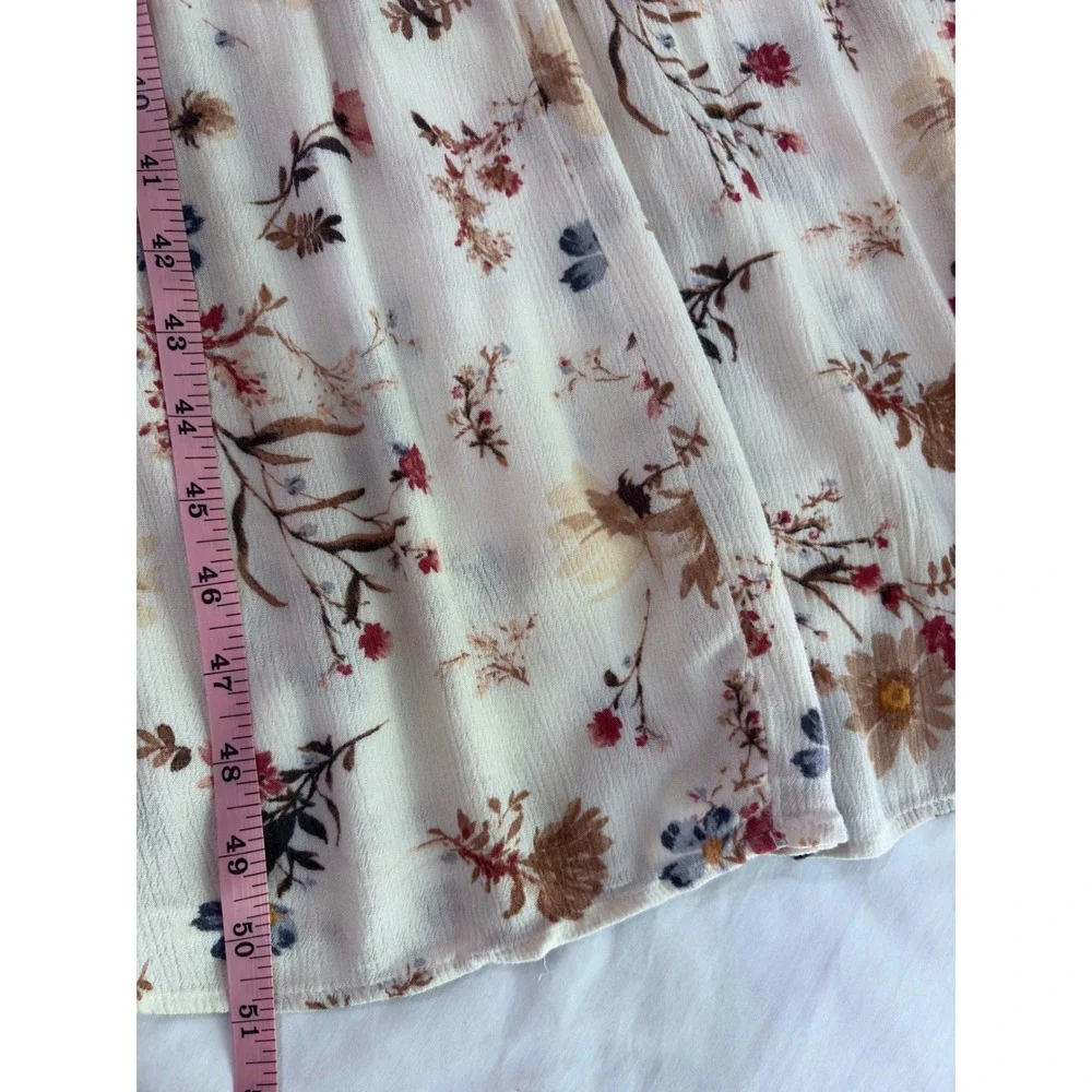 Abercrombie & Fitch Ivory Fall Floral Gauzy Cottage Sleeveless Maxi Sun Dress S
